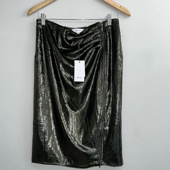 Reiss Leena Ruched Zip Detail Skirt - Picture 5 of 11